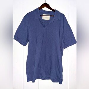 American Giant Cotton Short Sleeve Blue Polo Shirt Men XL Casual‎ Office Work